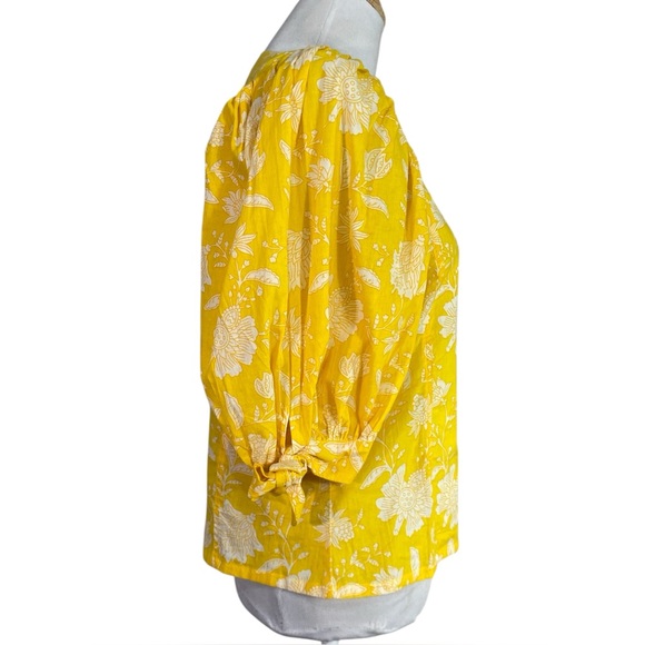 Mille Resort & Travel Evelyn Top Yellow Zinnia XS 100% Cotton Button Front - Picture 3 of 8